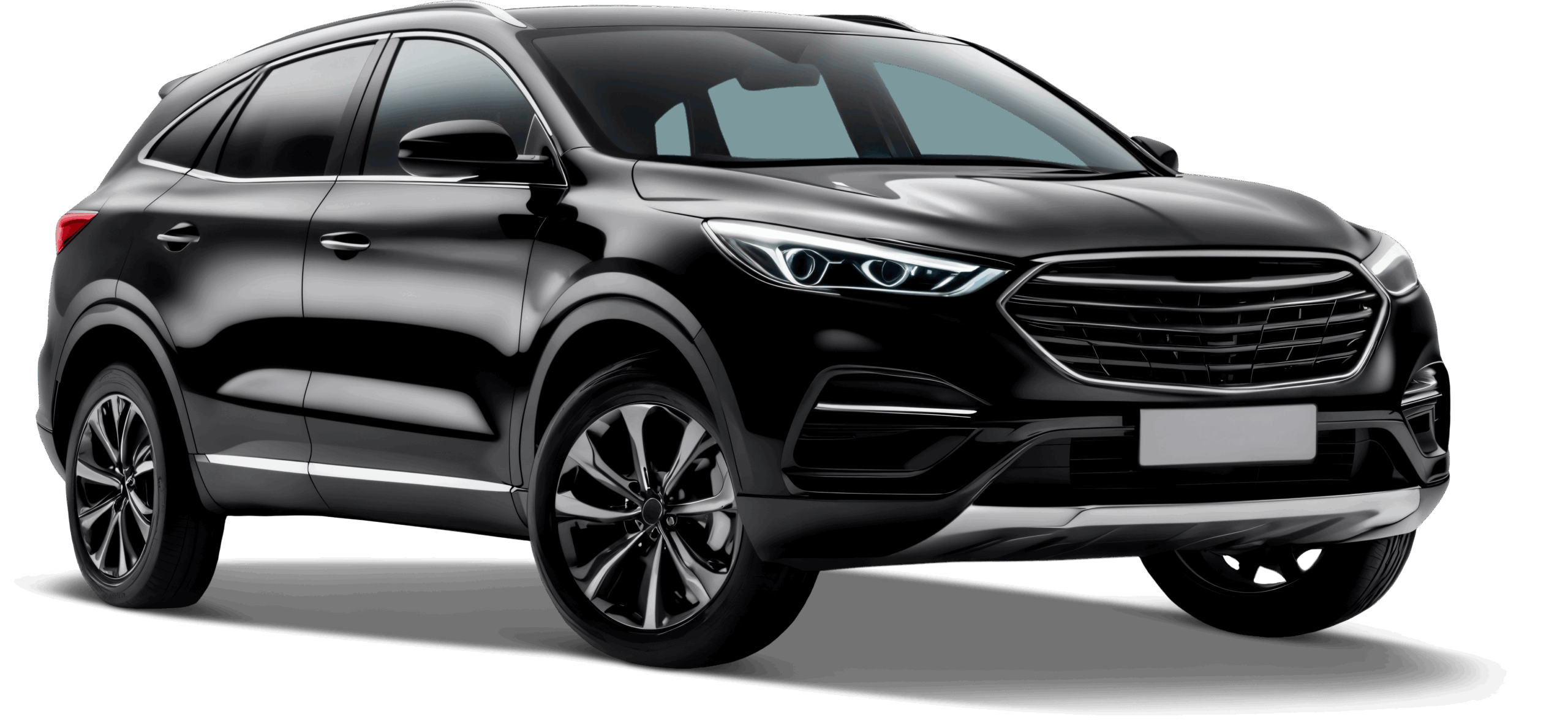 A black mid-size SUV is parked against a transparent grid background, angled slightly toward the right.